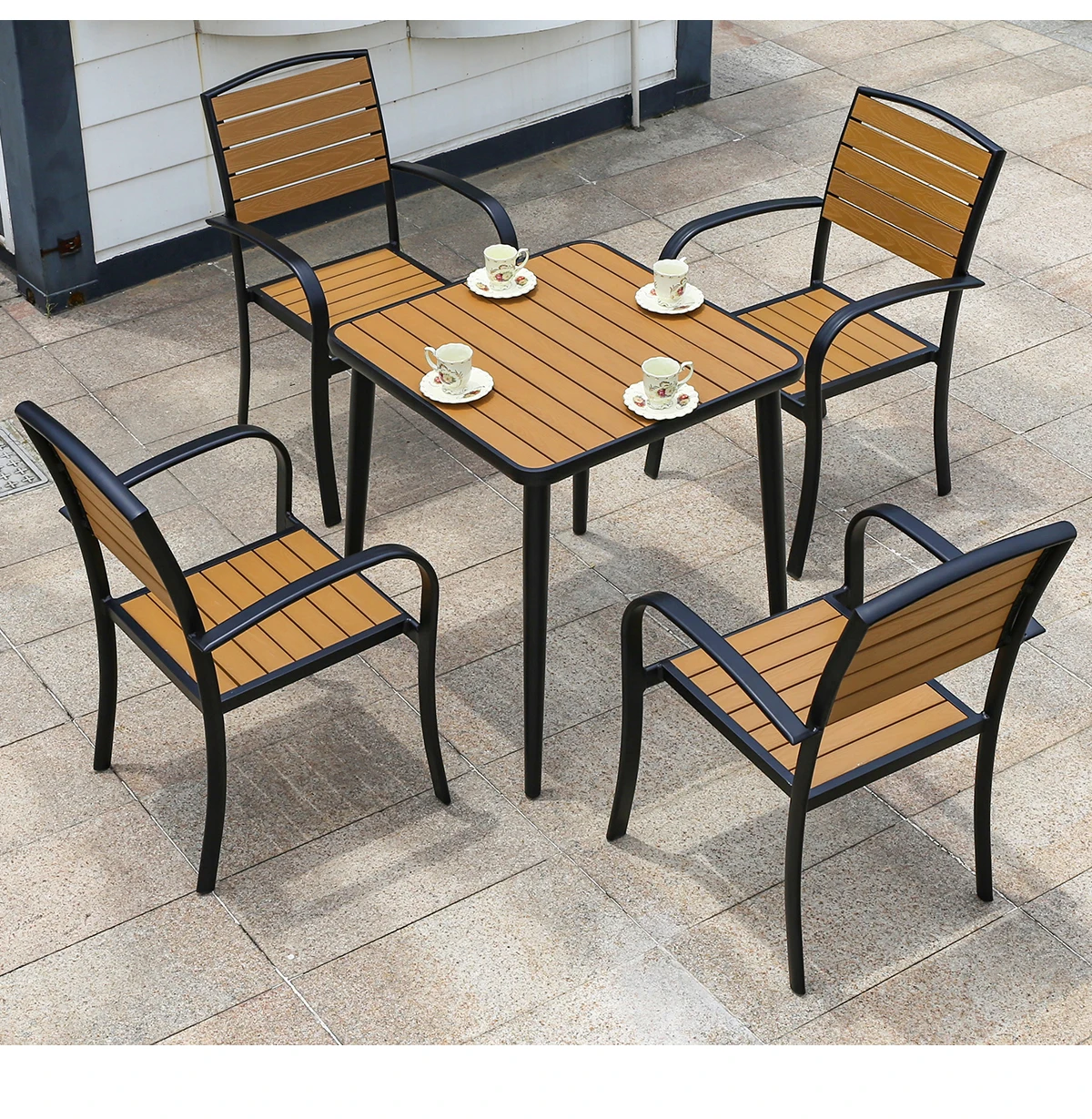 Stackable Table Cafe Modern Stackable Aluminum Cafe Dining Set Outdoor Furniture Garden ...
