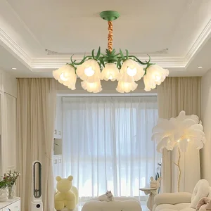JACKSUN French-Style Living Room Chandelier Trending Lily-of-the-Valley Flower Retro Countryside Rustic Luxury Pendant Lamp