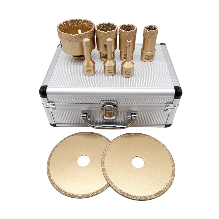 Gold Brazed Diamond Core Drill Bit Set For Ceramic