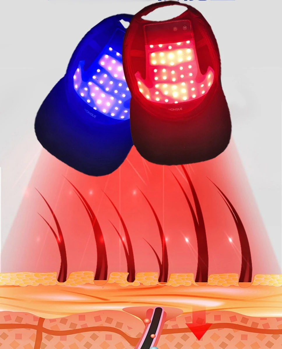 Professional Factory New Arrival Red Blue Led Light Therapy Hat Hair Regrowth Treatment Peak Cap