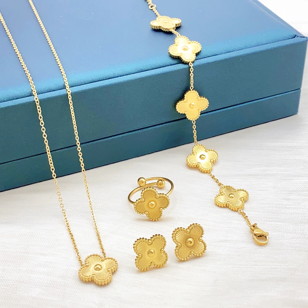 Wholesale Luxury Women Fashion Jewelry 18k Gold Plated Lucky Double