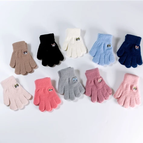 Fashion High Quality 100% Kids Applique Winter Knitted Gloves