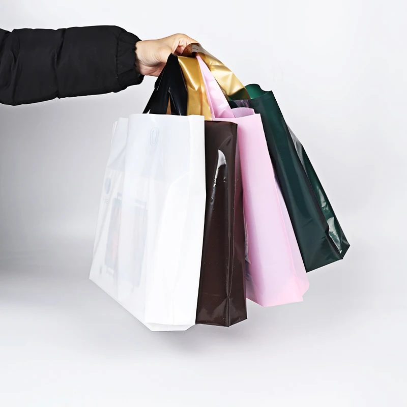 China Manufacture Bags Supplier pink Plastic Bags Custom logo Printing  Shopping Bag with Handle for Clothing Packaging