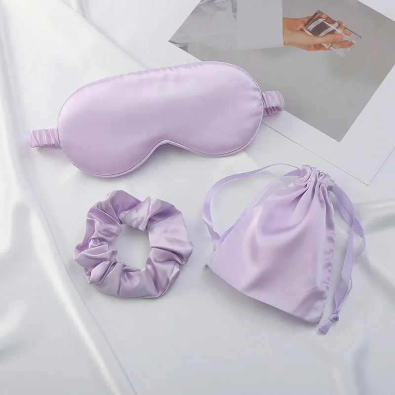 Luxury 3Pcs Scrunchie Eye Mask for Party Steam Korean Under Patch Silk Satin for Sleeping