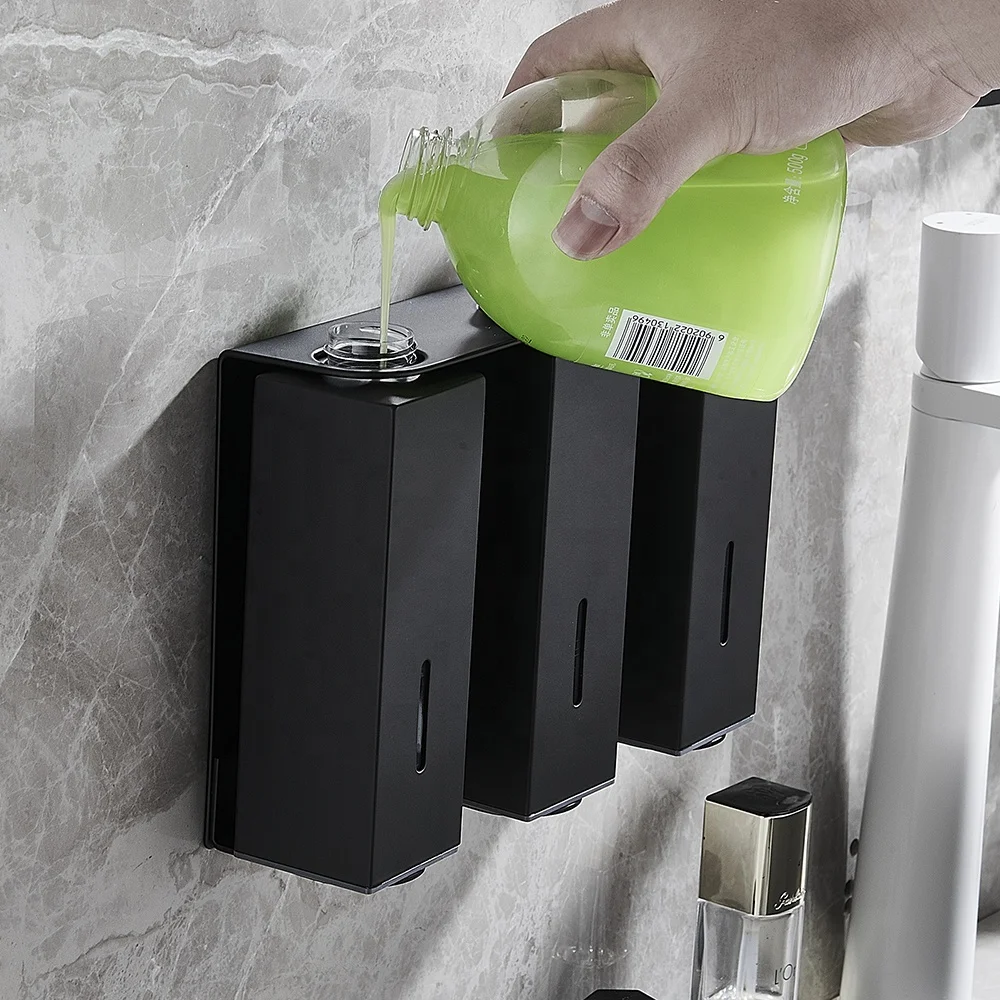卸売 ブラック 3 in 1 ホテル バスルーム シャンプーディスペンサー