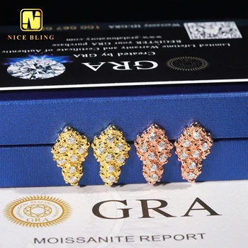 New Arrival Hip Hop Jewelry Earrings 925 Silver Moissanite Diamond Studs Pass Diamond Tester Niche Earrings For Men Women