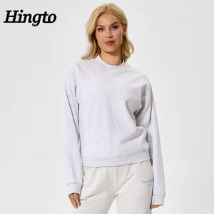 High Quality Women's Oversize Drop Shoulder Casual Sweatshirt Custom Logo Printed Front Streetwear Style Terry Fabric
