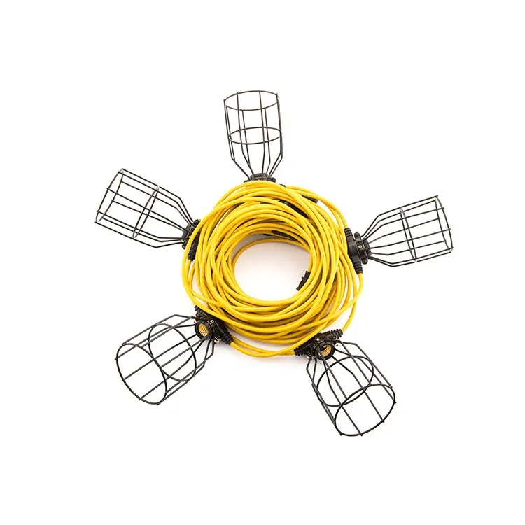 Heavy Duty Construction String Lights With Metal Caged Sockets