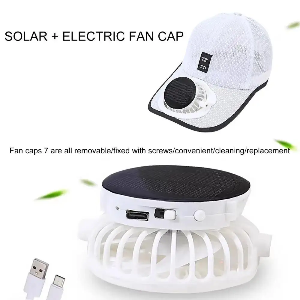 2027 XKENHEAT High Quality Durable Summer Breathable Waterproof Adjustable Sport Cap Solar-powered Charging Fan Baseball Caps