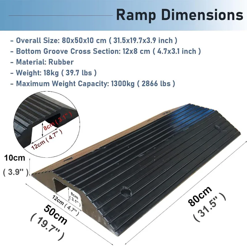 Portable Driveway Ramp Rubber Threshold Ramp Bridge Wheelchair Rollator ...