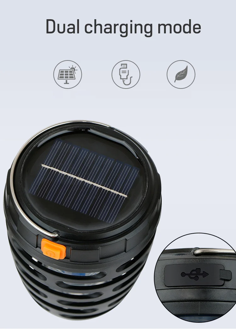 Outdoor Waterproof Solar USB Rechargeable Bug Zapper Electric Powerful Insect Mosquito Killer Gareden Hook Camping Lamp Light factory