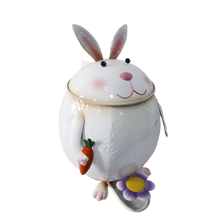 Mini Yard Trash Can with Lid Cute Little rabbit Garbage Bin 