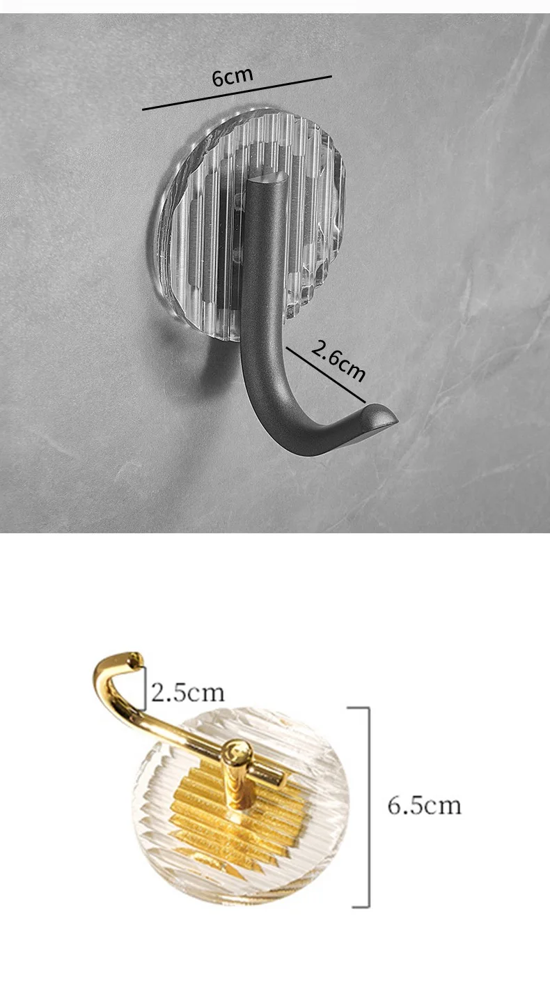 Transparent Light Luxury Hook No Punching Bathroom Towel Porch Bedroom Bathroom Wall-Mounted Hook manufacture