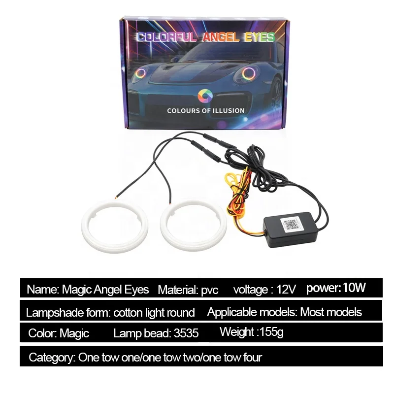 Universal 80MM App Control LED Angel Eyes Circle Halo Rings Fog Lamps RGB Car Ring Light Angel Eyes Led Headlight Rgb Fog Lights