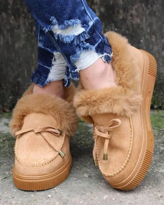 bowknot plush boots