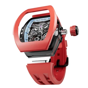 For TSAR BOMBA TB8218 Automatic Mechanical Wristwatch for Men Interchangeable Analog Dial Display Tonneau Case Rubber DIY Set