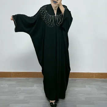 New Design Eid Wholesale Latest Luxury Beautiful Modern Black Abaya With Rhinestones Burqa Design With Stone Open Abaya