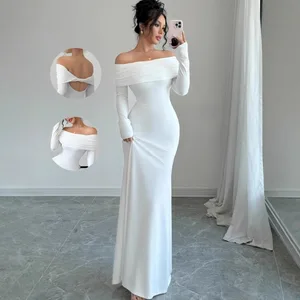 Off Shoulder Elegant Chic Evening Dress Cross Backless Tight Long Womens Dresses for Wedding Guest Online Shopping