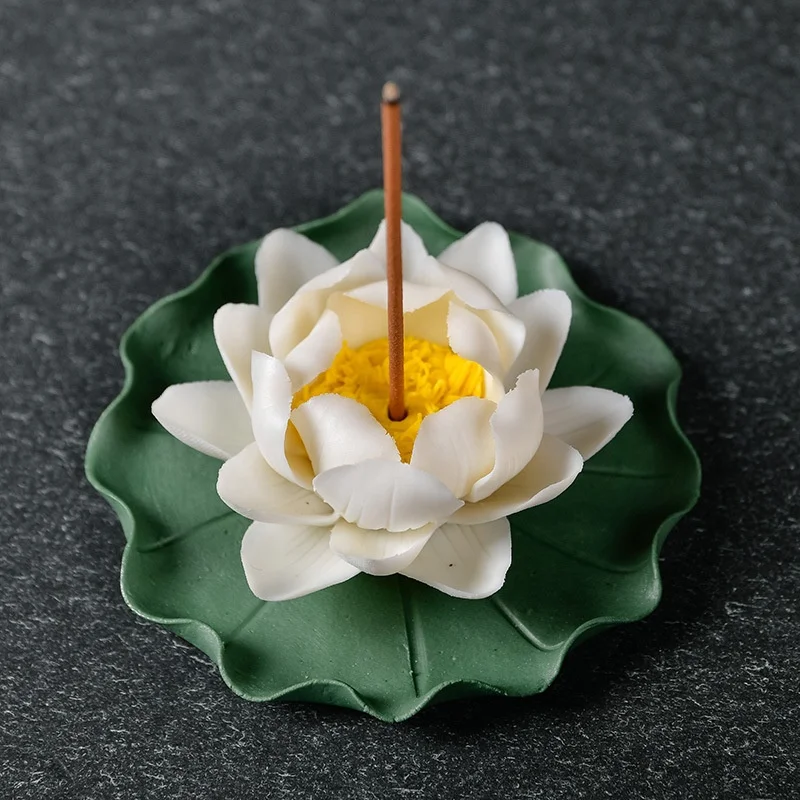 Synwish Handmade Custom Wholesale Incense Holders Ceramic Lotus Incense Burner Incense Joss Stick Holder factory