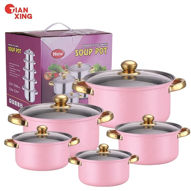 Tianxing Hot Selling Kitchen Accessories 10pcs Casserole Set Cooking Stock Pot Set Nonstick