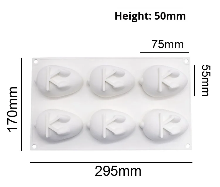 Handmade Soap Gypsum Mold 6-Hole Big for Rabbit Silicone Cake Mold for Baking Mousse Cheese Pudding Jelly Bowl Cake Tools details