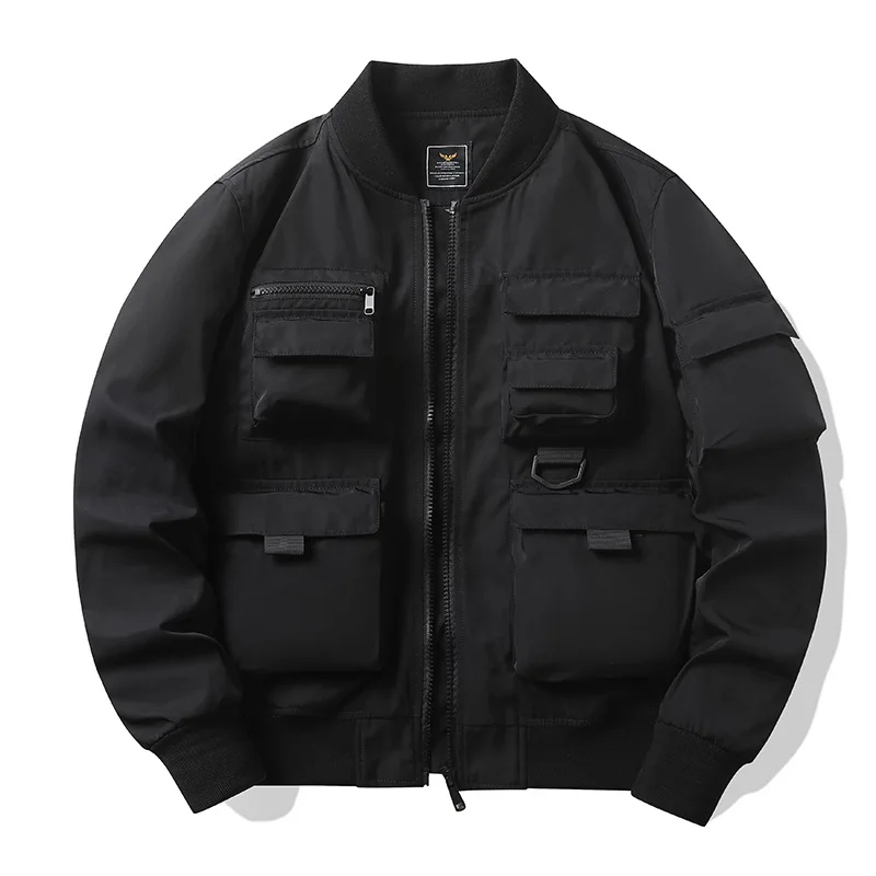 2024 Men's American Retro High Quality utility Multi-pockets workwear waterproof bomber jacket_voghion.com