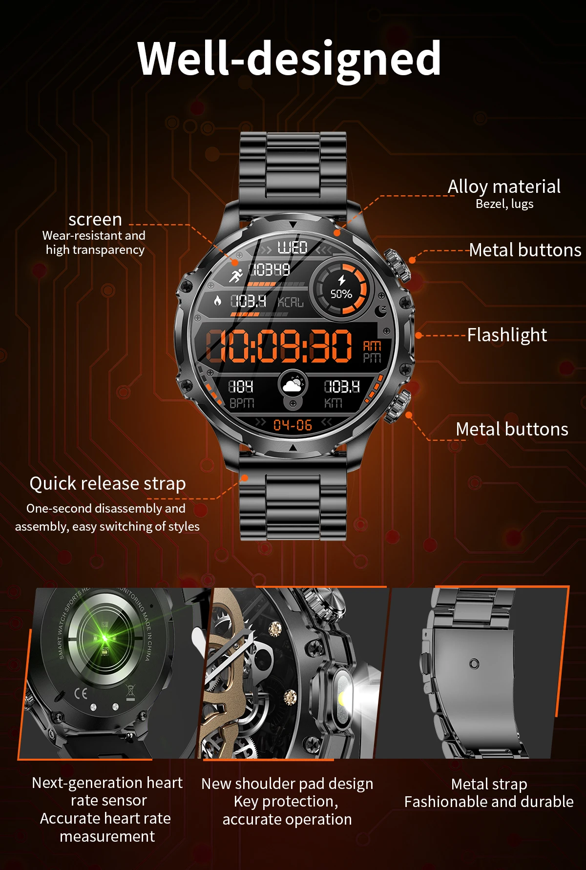 Ak75 Relojes Outdoor Sport Smart Watch Flashlight 1.9inch Big Screen Bt Call Heart Rate Blood Oxygen Smartwatch For Men - Buy 2025 Smartwatch sports Smart Watch For Men Ip 67waterproof Smartwatch