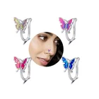 Piercing Jewelry Fashion Butterfly Dangling Girl Bulk Stainless Steel Dangle Body Faux Septum Piercing Clip On Nose Rings Cuffs Jewelry