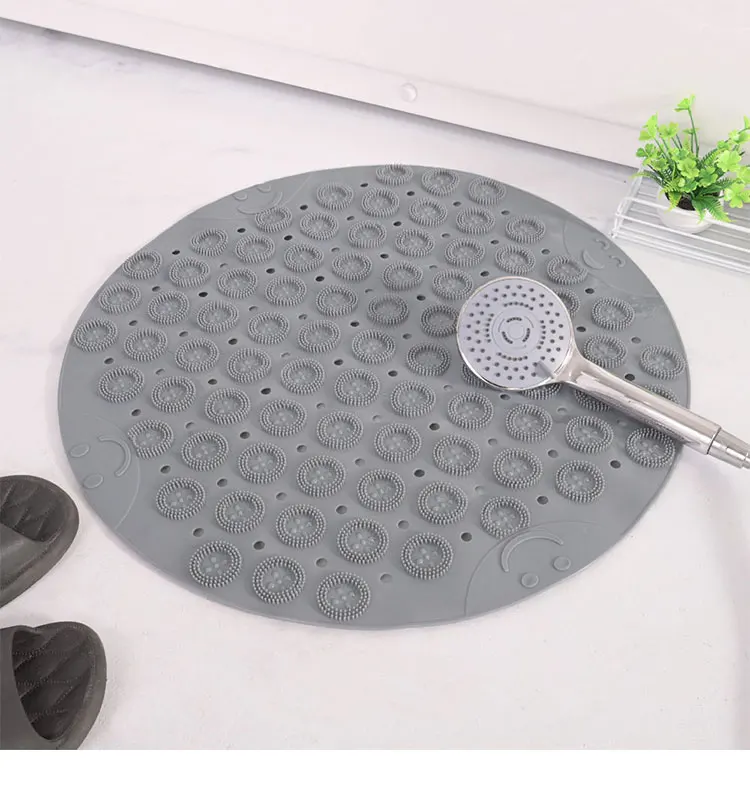 Non-slip Round Bathroom Mat Safety Shower Bath Mat Plastic Massage Pad Bathroom Carpet Floor Drainage Suction cup Bath Mat factory