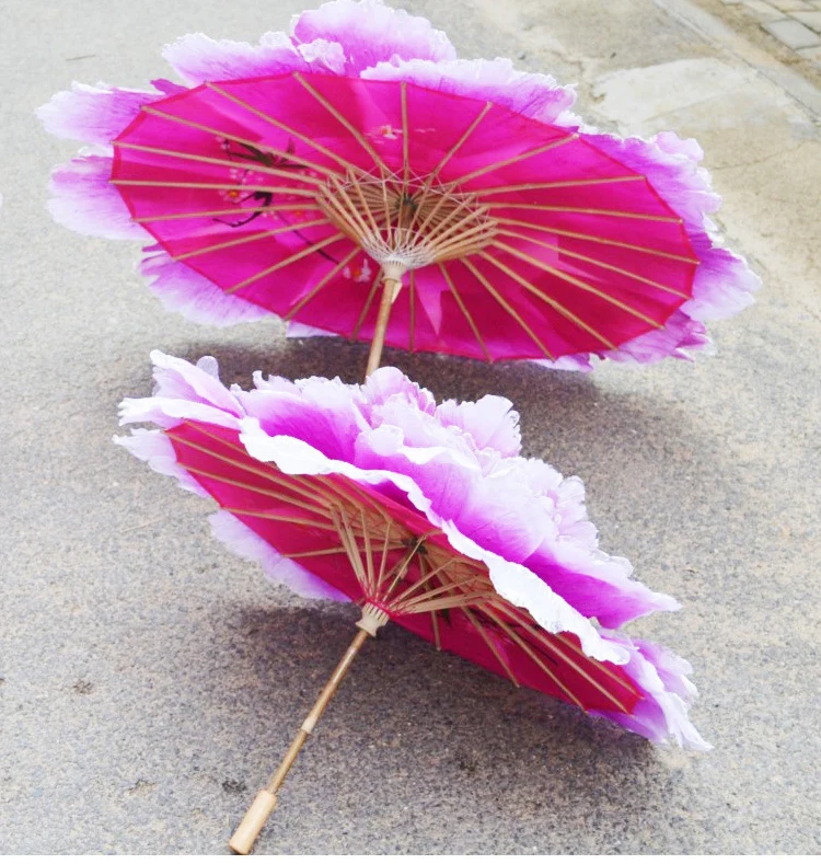 70cm Retro Chinese Peony Flower Umbrella For Children Kids Props Dance Performance Props Wedding Decoration Photograph Fancy Dress Umbrella
