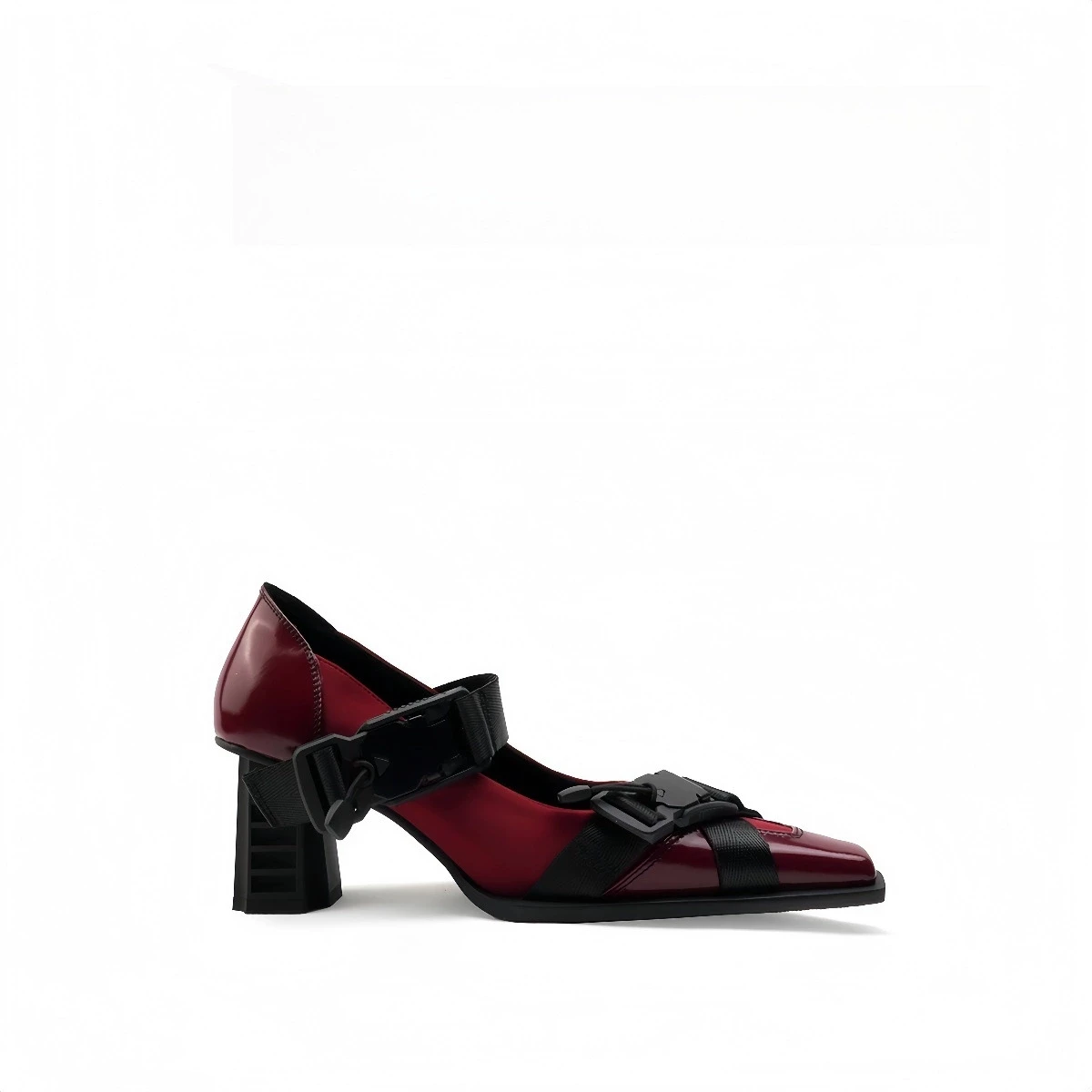 Summer Outdoor Square Toe Chunky Heel Women Mary Jane Belt Buckle Contrast Design High Heel Pumps - Image 2