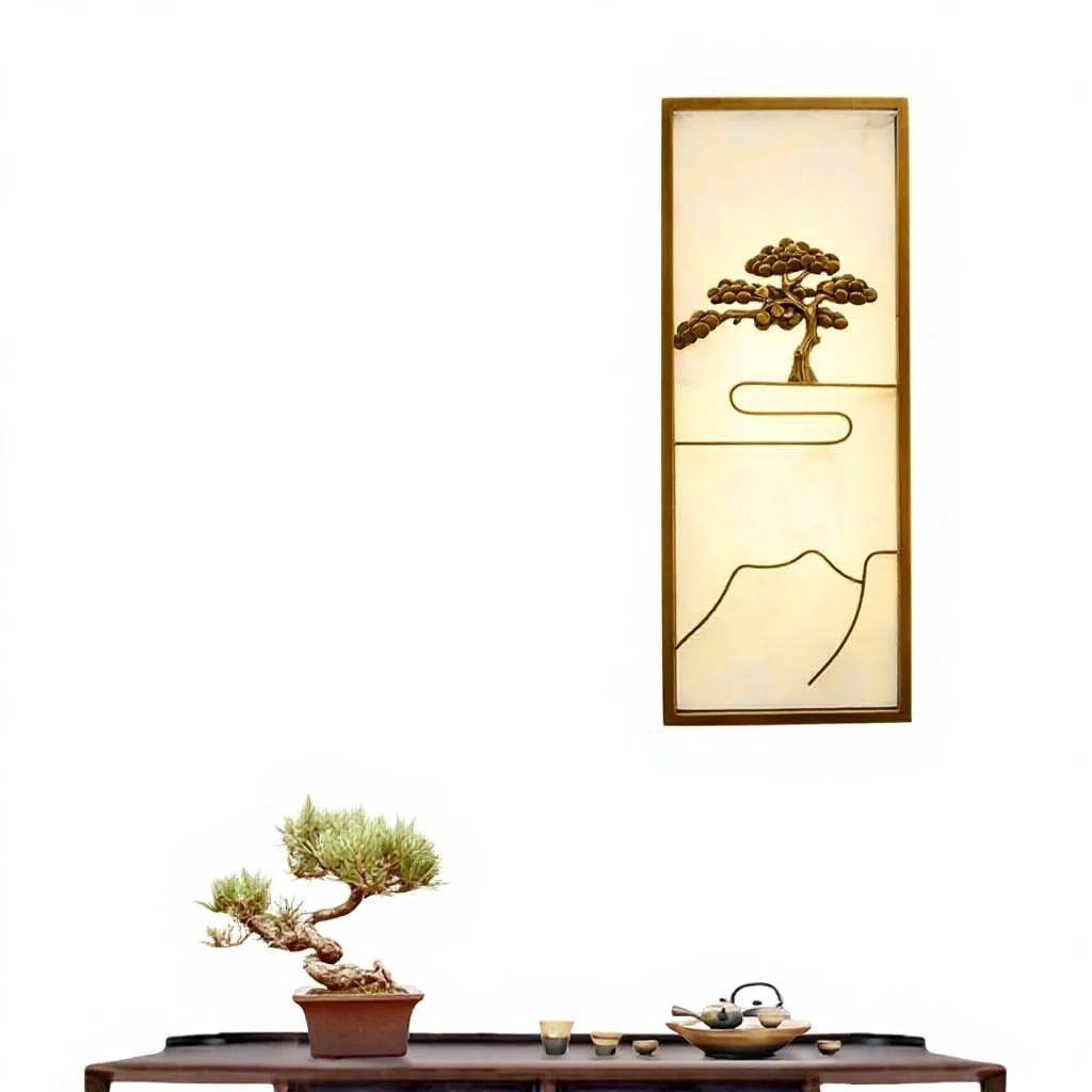 New Chinese-style All-copper Adjustable Voltage Multi-Room Use Wall Lamp for Living Room Bedroom Corridor Hallway Tea Room