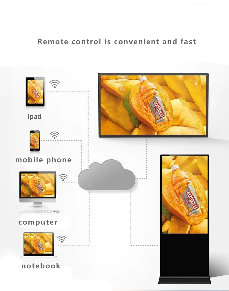 Factory Floor Stand Touch Kiosk Advertising Screen Touch Kiosk Digital Signage and Displays Advertising Players