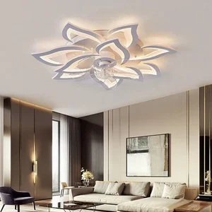JACKSUN 32" White LED Ceiling Fan Light with Remote Control 5 Gear Wind Speed Flower Fan Lamp for Kids Room Dimmable