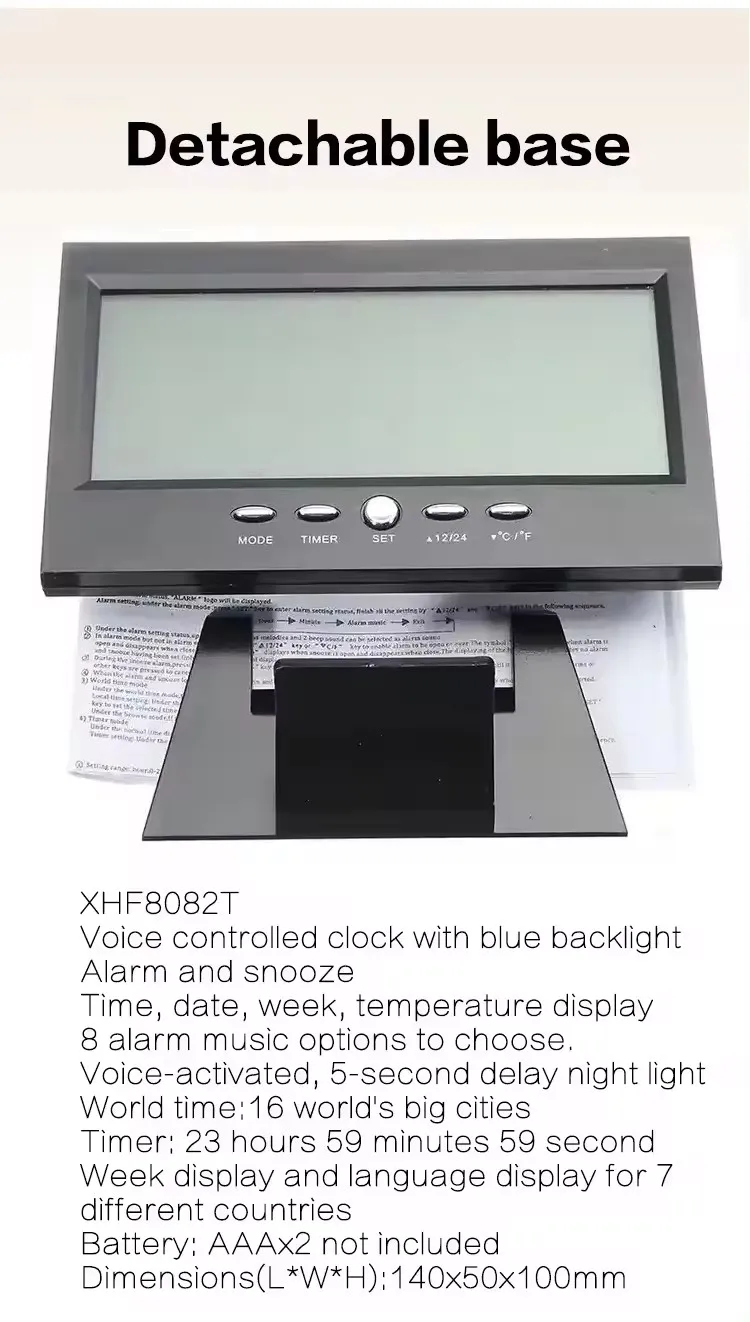 Good Selling Desktop Indoor Digital LCD Electronics Alarm Clock Snooze Calendar Temperature Display Clock