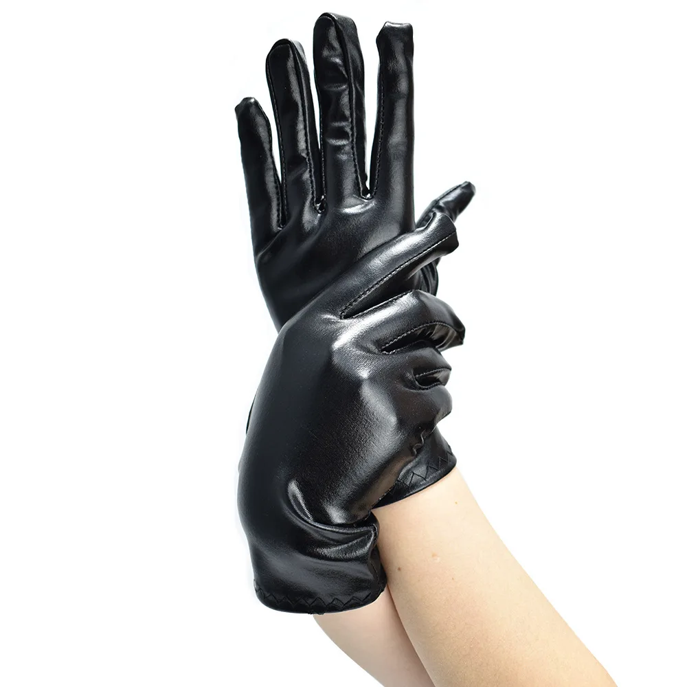 Clubwear Dance Cosplay Costumes Bike Glove Disco Bright Mittens Leather  Shiny Short Punk Rock Gloves| Alibaba.com