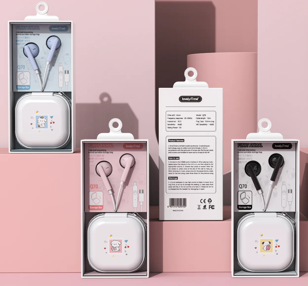 Cute Cartoon Kids Wired In Ear Typec Headphone Earbuds Earphone