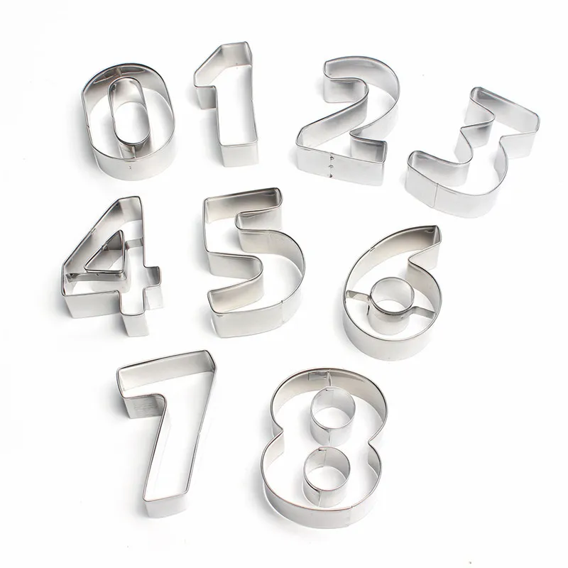 Bakest 9 Piece Stainless Steel Number Shaped Cookie Cutter Set Cookie  Molds for Kids Numbers Cookie Cutter Set
