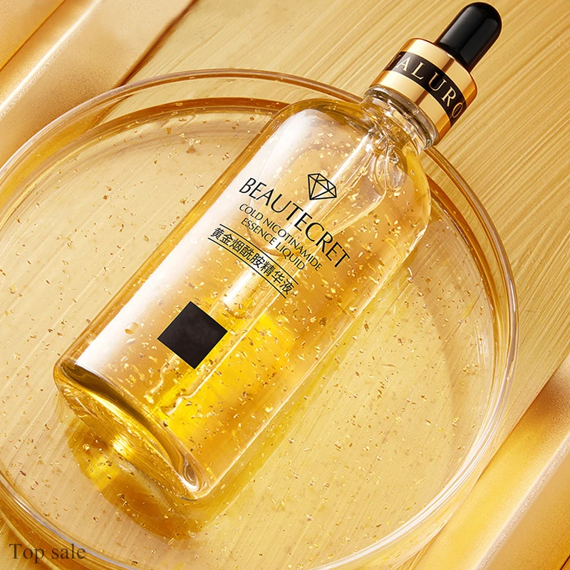 Private Label Anti Aging Niacinamide Essence Wrinkle Dark Spot Remover Whitening 24K Gold Face Serum