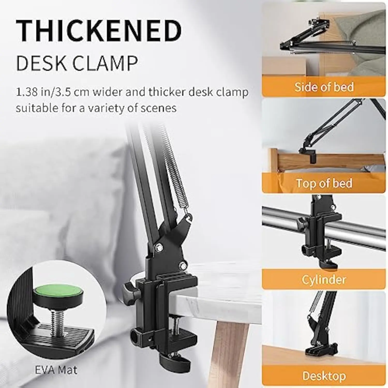 UGIFT 360° Rotation Long Clamp Gooseneck Phone Lazy Bracket Mount Reading Kindle Overhead Arm Desk Bed Tablet Holder Stand