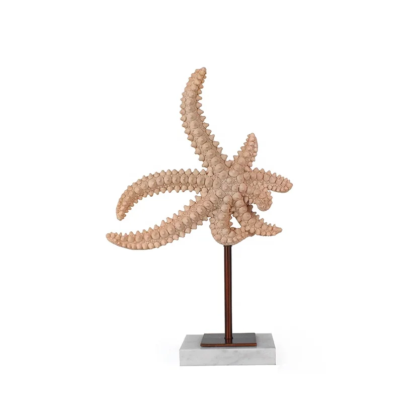 wholesale resin lifelike starfish on natural marble base table top home decor