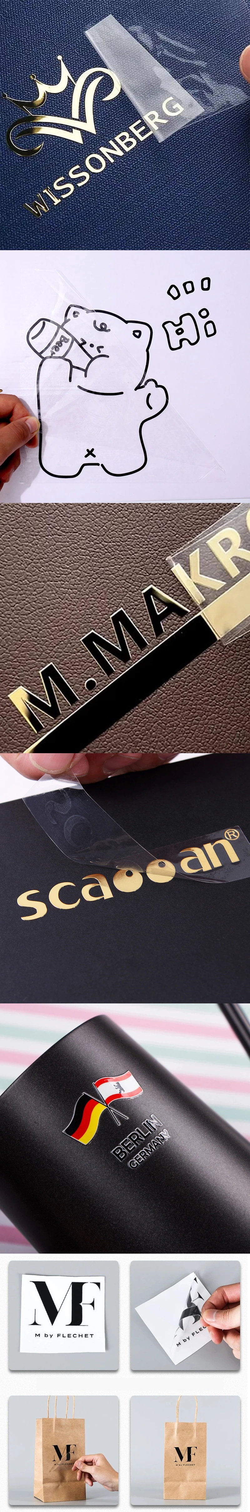 Custom Die Cut Sticker Metallic Logo Stickers UV Transfer, Hot Foil, or Metal Finish Labels for Packaging Branding details