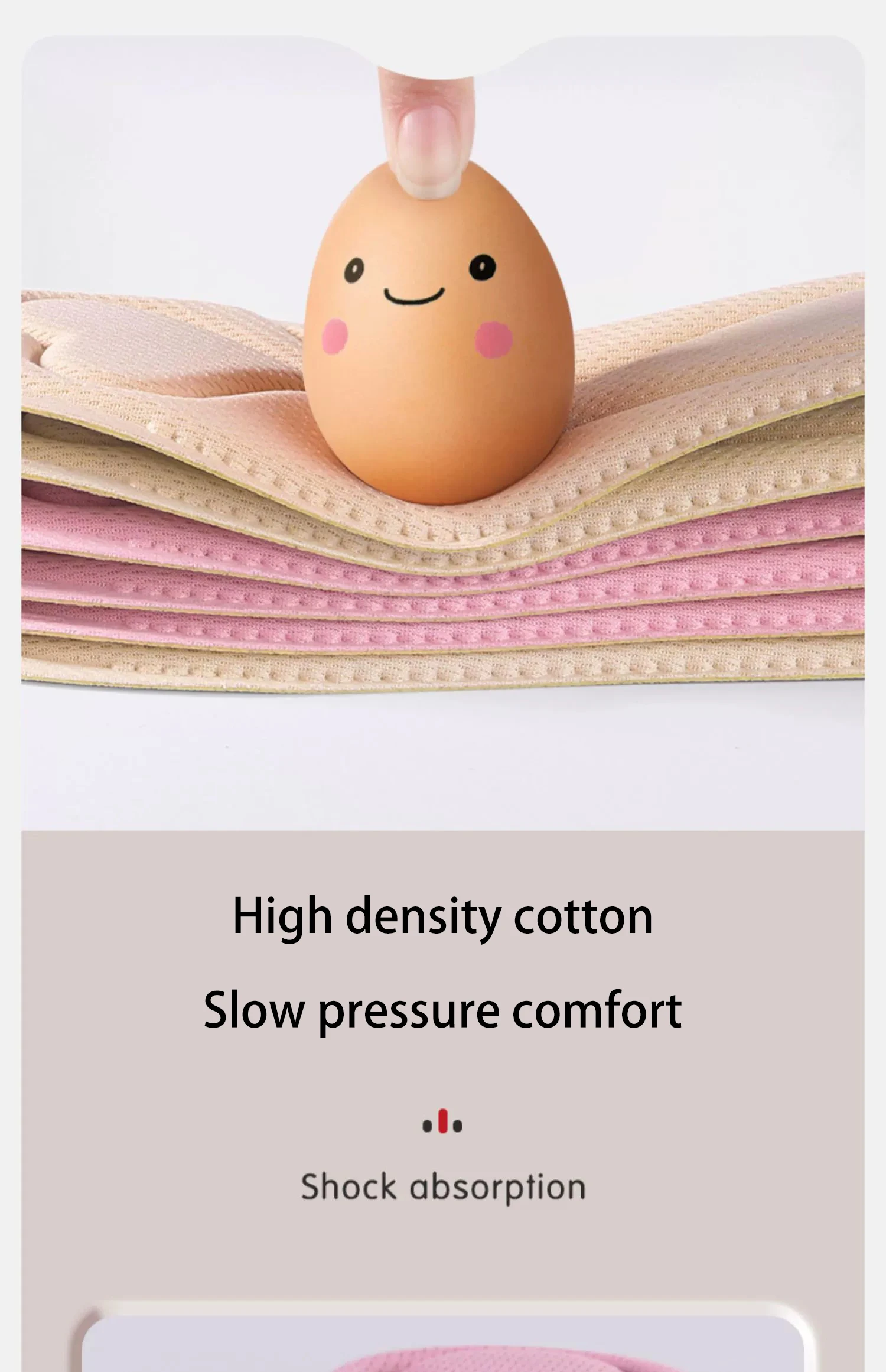 5D Heart Pattern Women's Insoles, High-Density Cotton & Wormwood Deodorization