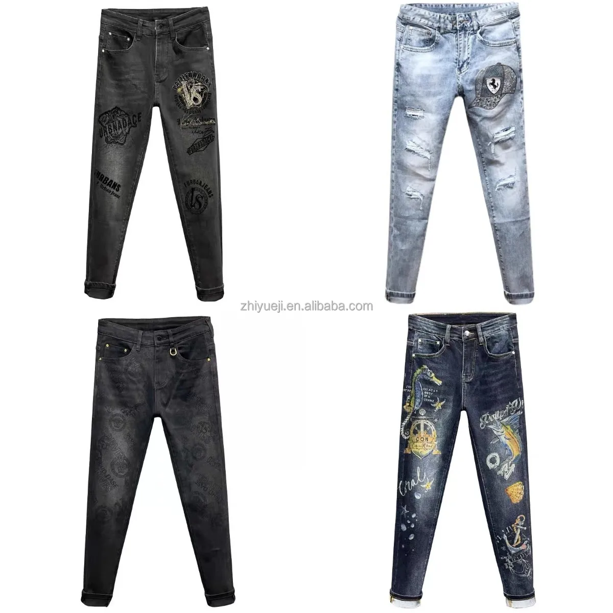 High-end Jeans Men Straight Cut Business Fashion Men's Pants