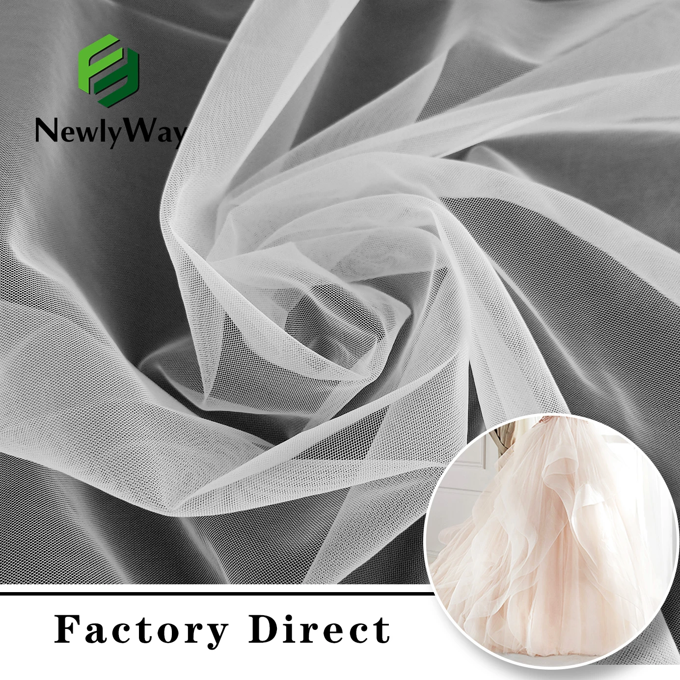Готовая поставка 100% нейлоновая прозрачная свадебная вуаль Тюлевая ткань для свадебного платья пачка танцевальной одежды