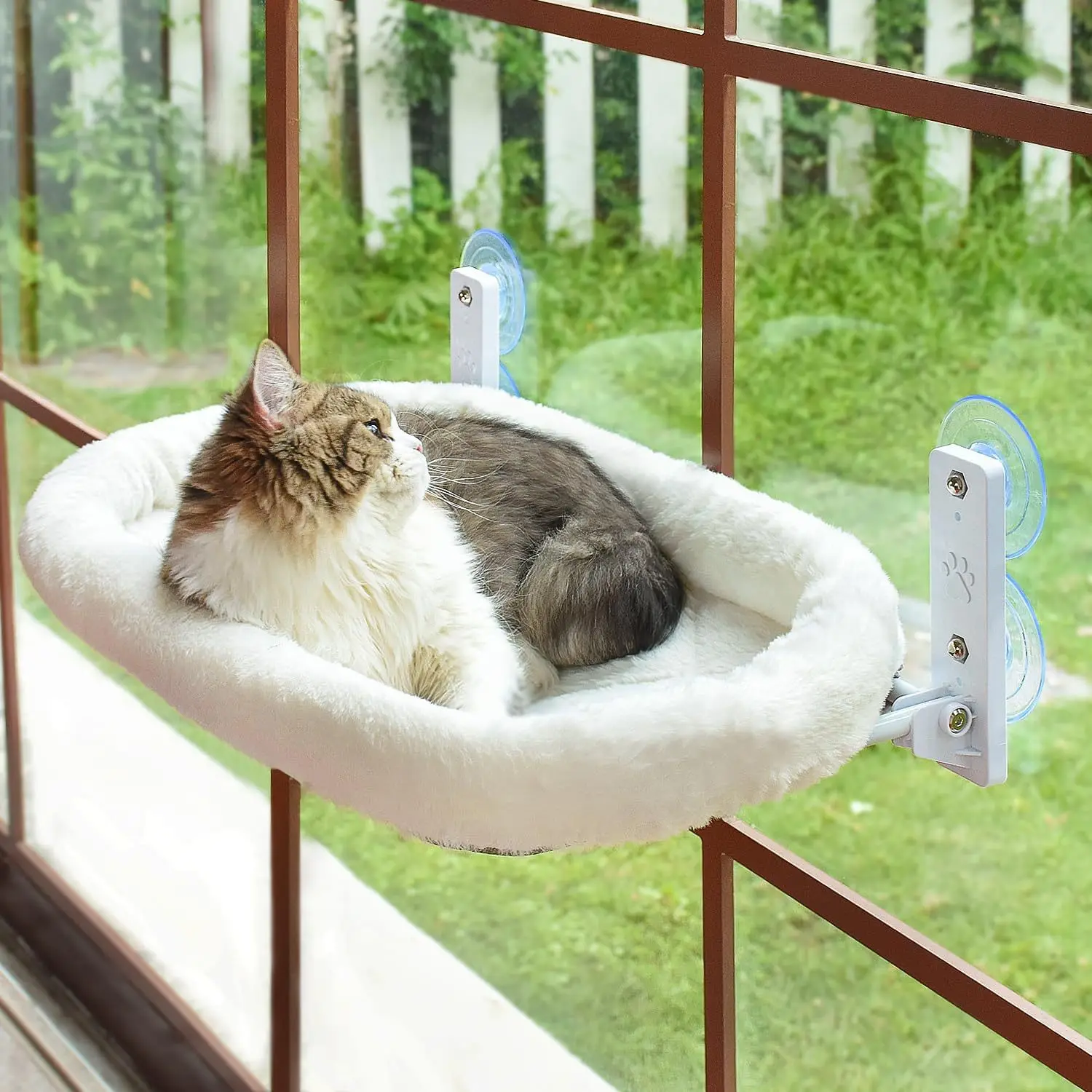 Hot Selling Fleece Bed with Foldable Strong Stainless Steel Frame Cat Window Hammock for Wall with 4 Strong Suction Cups