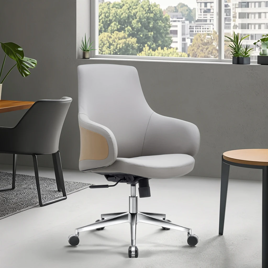 Adjustable Posture Modern Leather Lift Chair Breathable Surface 3-Position Lock Ergonomic Executive Workstation Seating 5