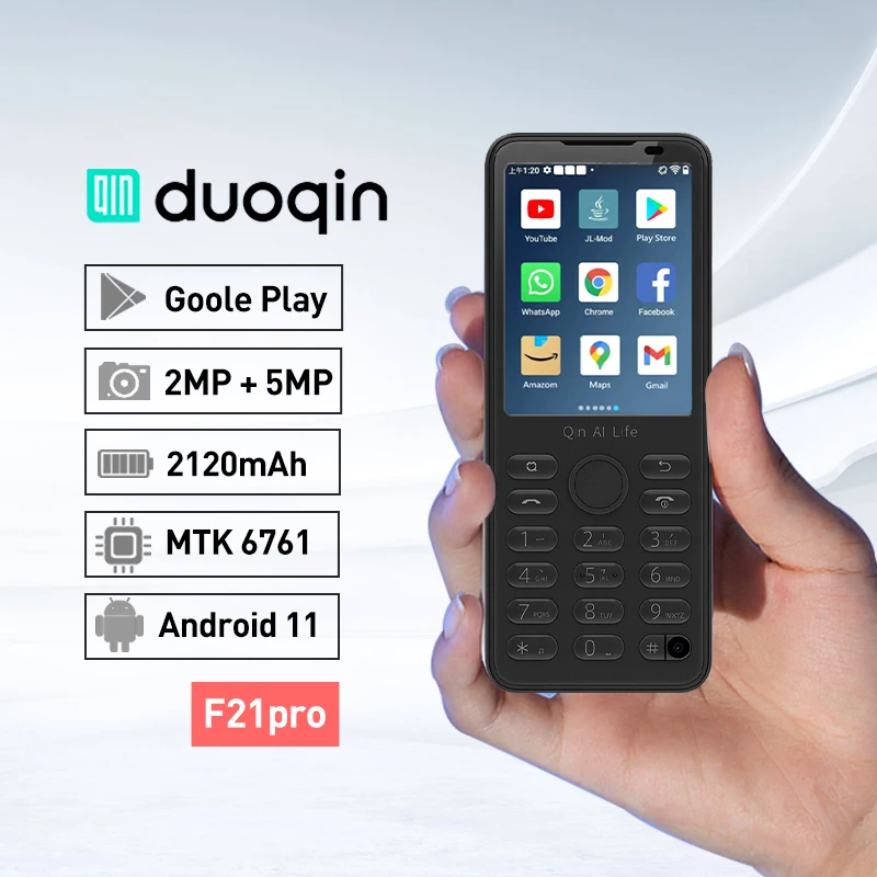 Global Cracked Version Qin F21PRO + PlusAndroid 11 Touch Screen 4G Smart Mobile Phone Supports Google Store Qin F21 PRO