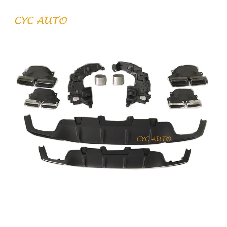 W166 Diffuser Upgrade GLE63 Rear Bumper With Double Exhaust Pipes for Mercedes Benz GLE Class W166 2015 2016 2017 2018