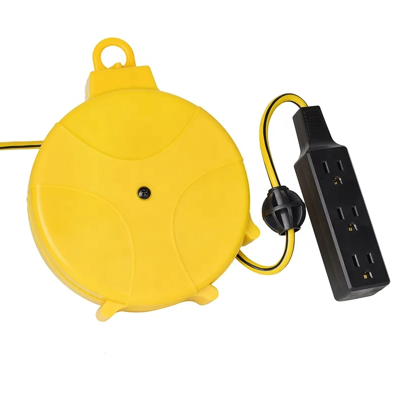 AC Power Cord 20, FT Retractable Extension Cord Reel with Multi-Plug Extension Retracting Extension Cord Wheel